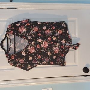 Full Circle Trends 2x Floral Print Short Sleeve Blouse
